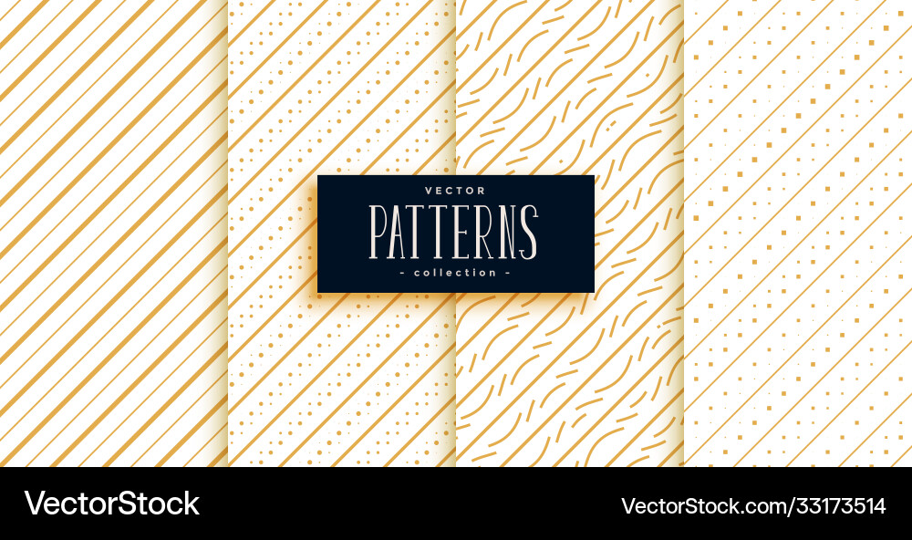 Golden diagonal lines classic pattern set Vector Image