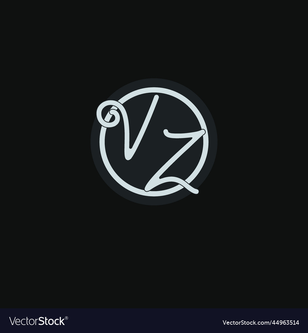 Initials vz logo monogram with simple circle line Vector Image