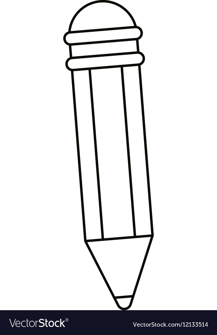 Pencil writing utensil wood outline Royalty Free Vector