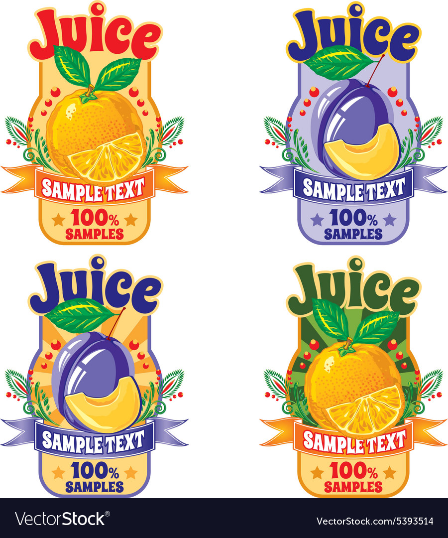 Templates for labels of juice Royalty Free Vector Image