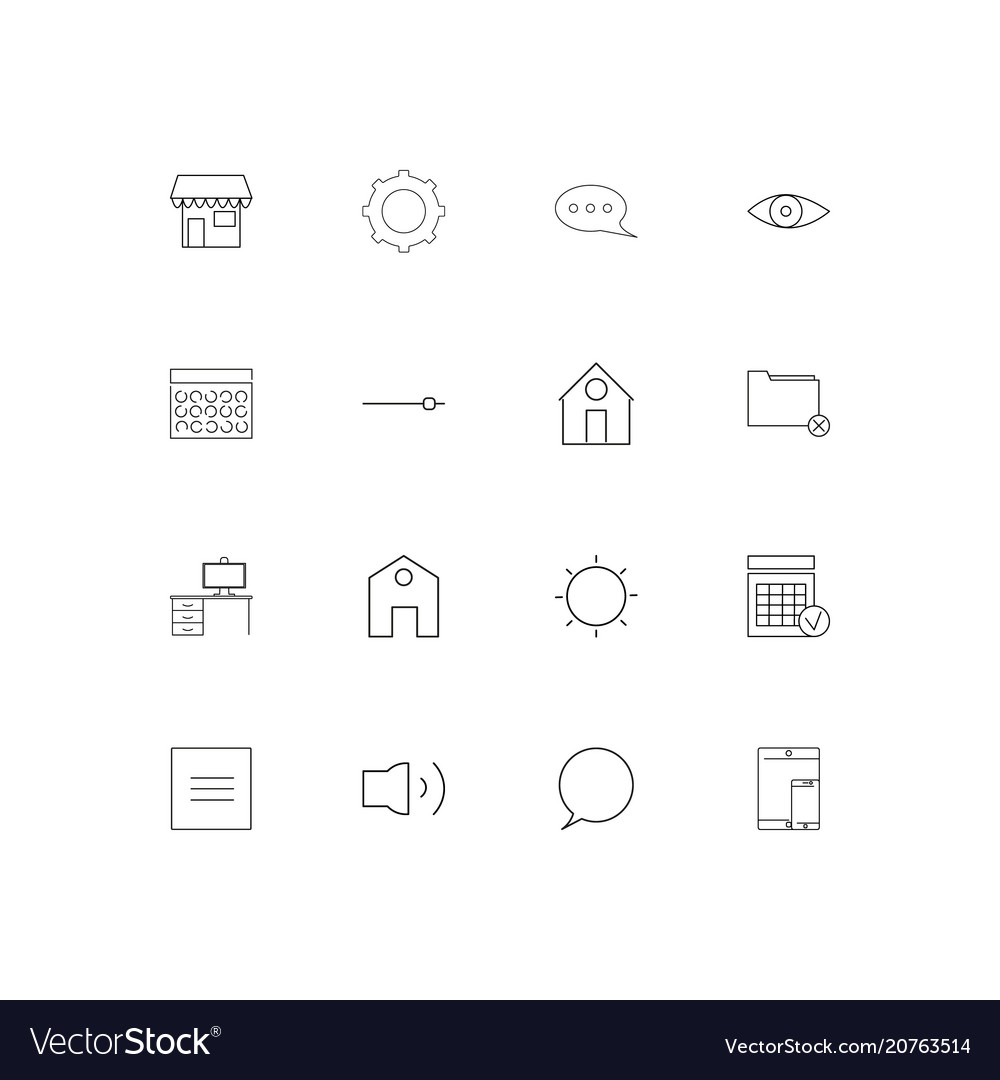 User interface linear thin icons set outlined