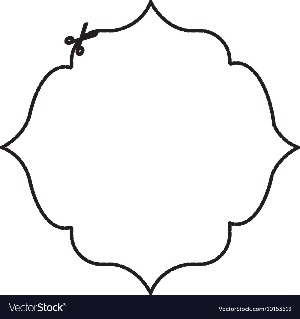 Banner Frame Sticker Scissors Icon Graphic Vector Image