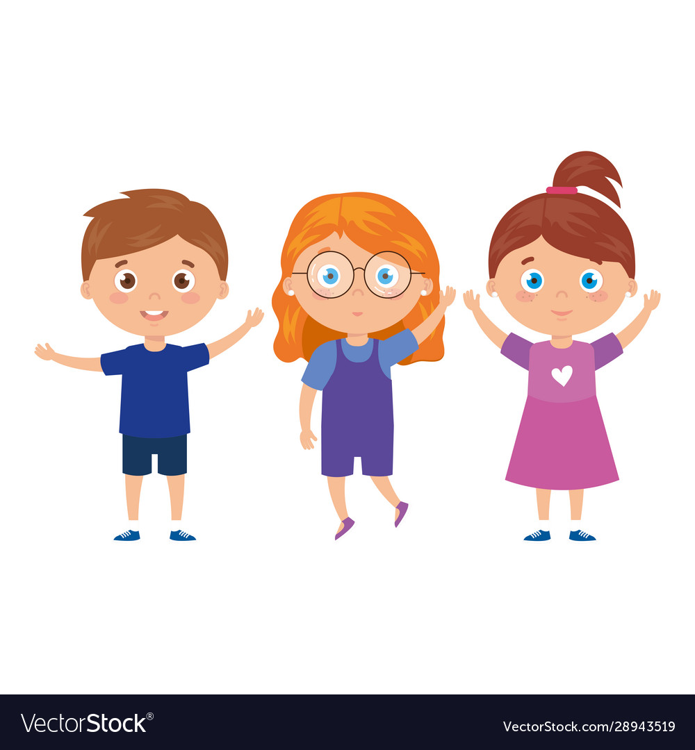 Children standing on white background Royalty Free Vector