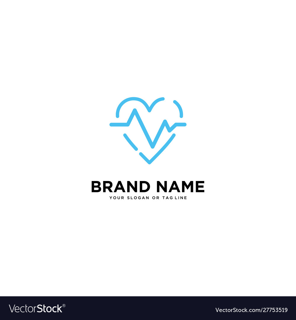 Concept Logo Design Heart Rate Template Royalty Free Vector