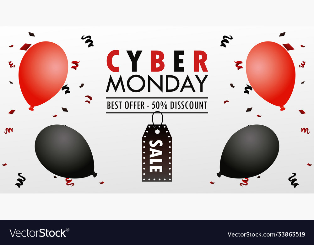 Cyber monday holiday poster with red and black