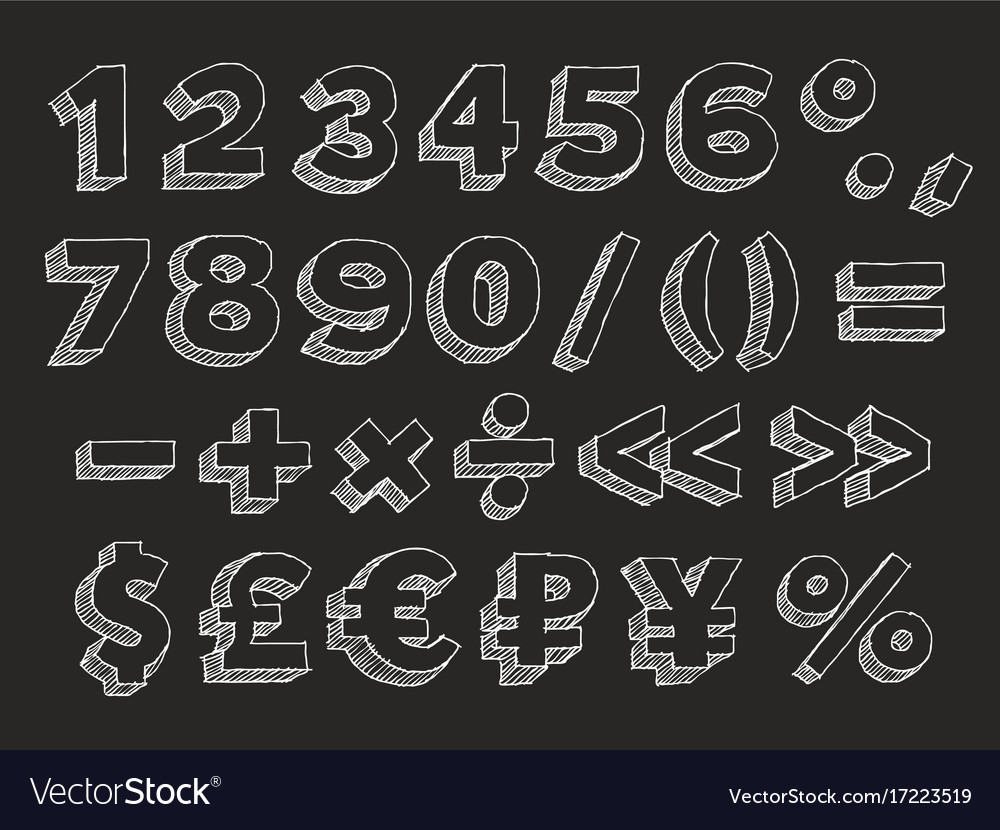 Hand gezeichnete Alphabetnummern