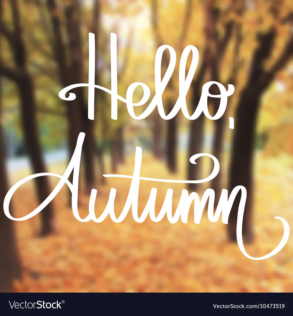 Handmade calligraphy and text hello autumn