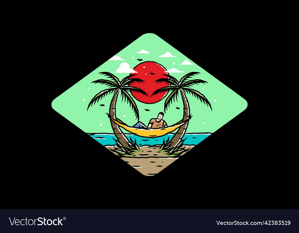 Relax on hammock the beach Royalty Free Vector Image