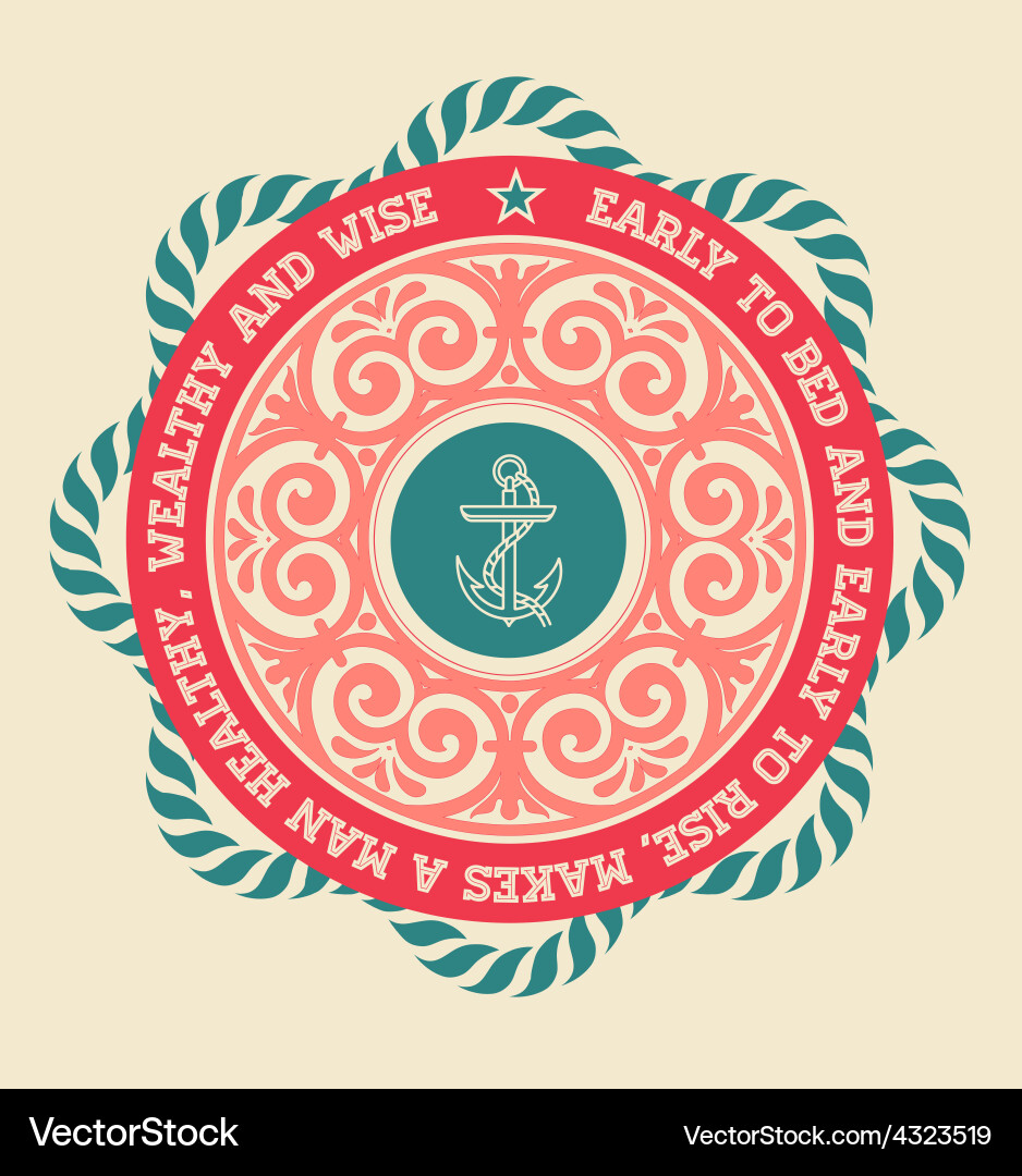 Retro label with nautical elements Royalty Free Vector Image
