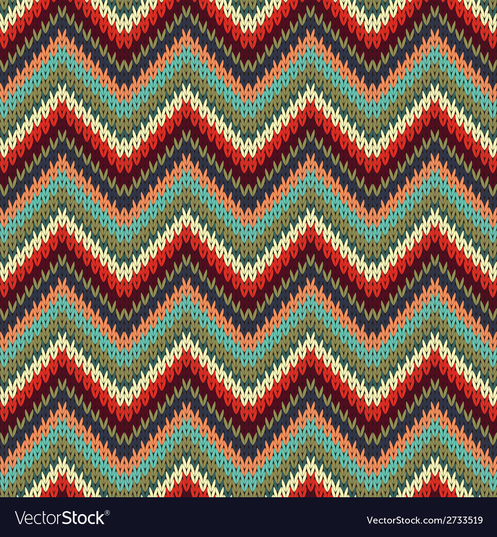 Seamless zigzag knitting pattern Royalty Free Vector Image