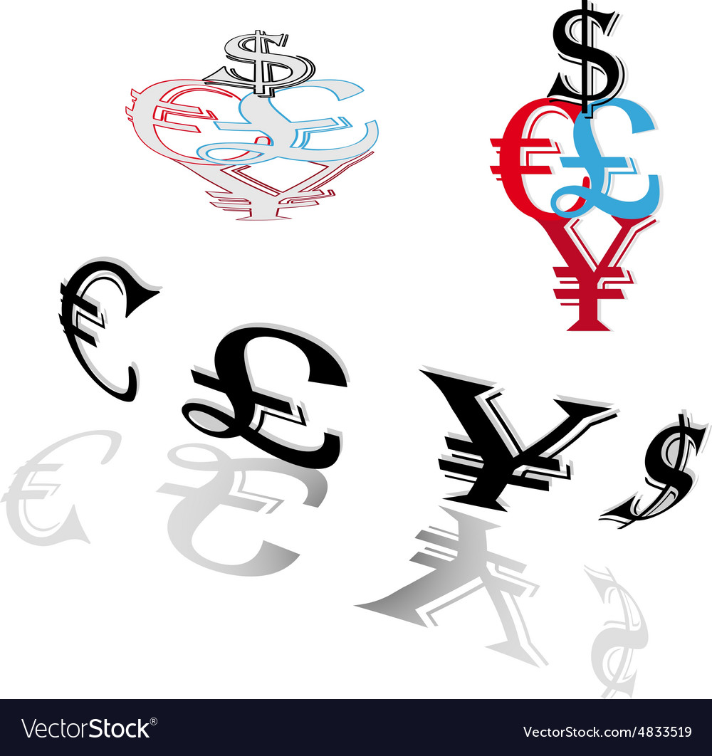 Symbols of world currencies Royalty Free Vector Image