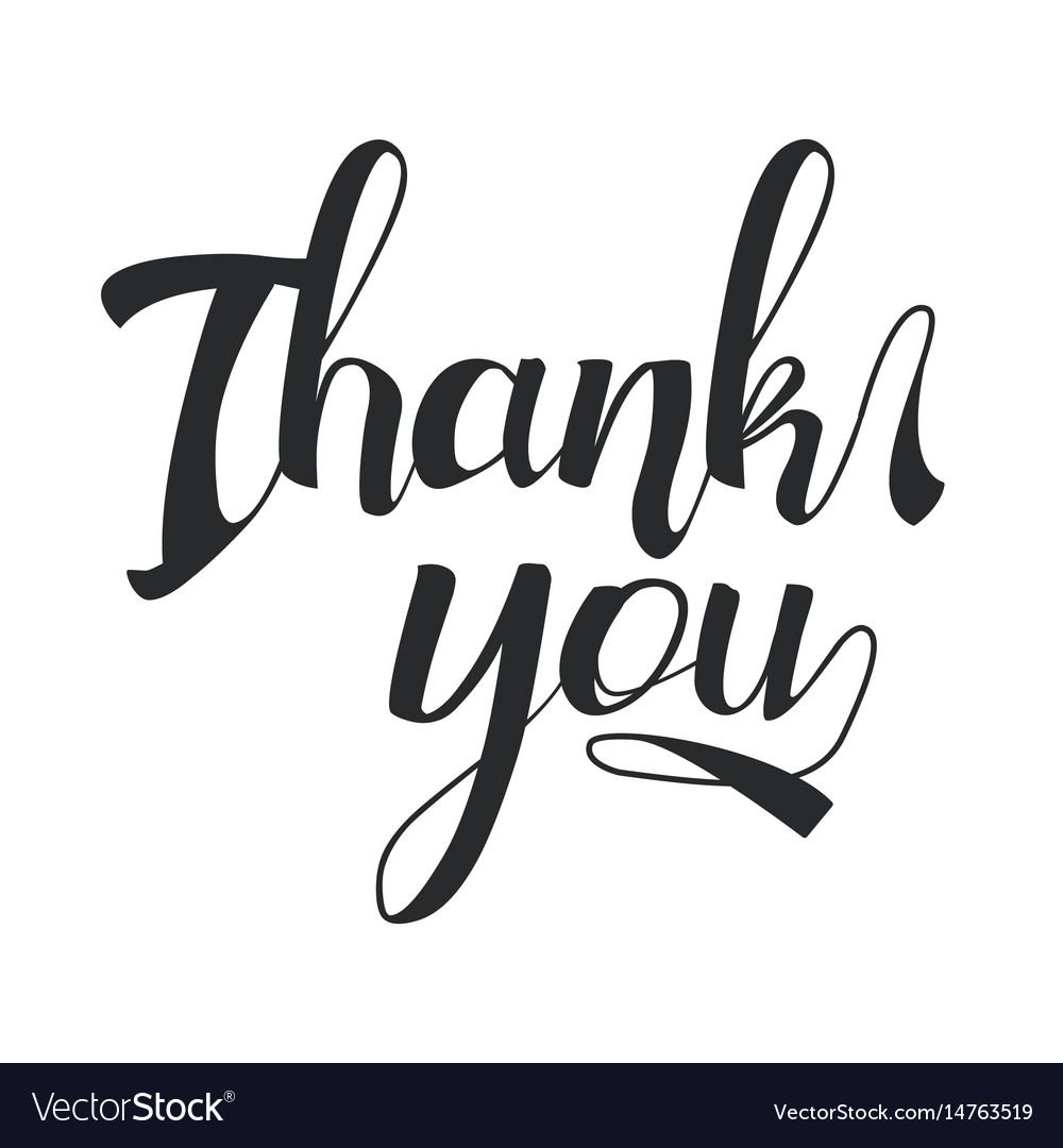 Thank you black hand drawn lettering Royalty Free Vector