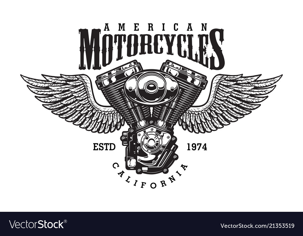 Vintage monochrome motorcycle emblem Royalty Free Vector