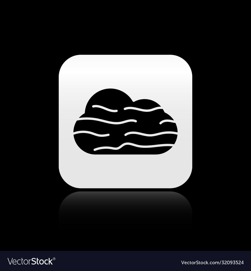 Black fog and cloud icon isolated on