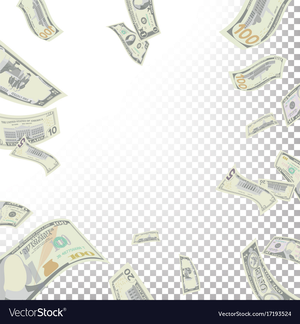 Frame from flying dollar banknotes