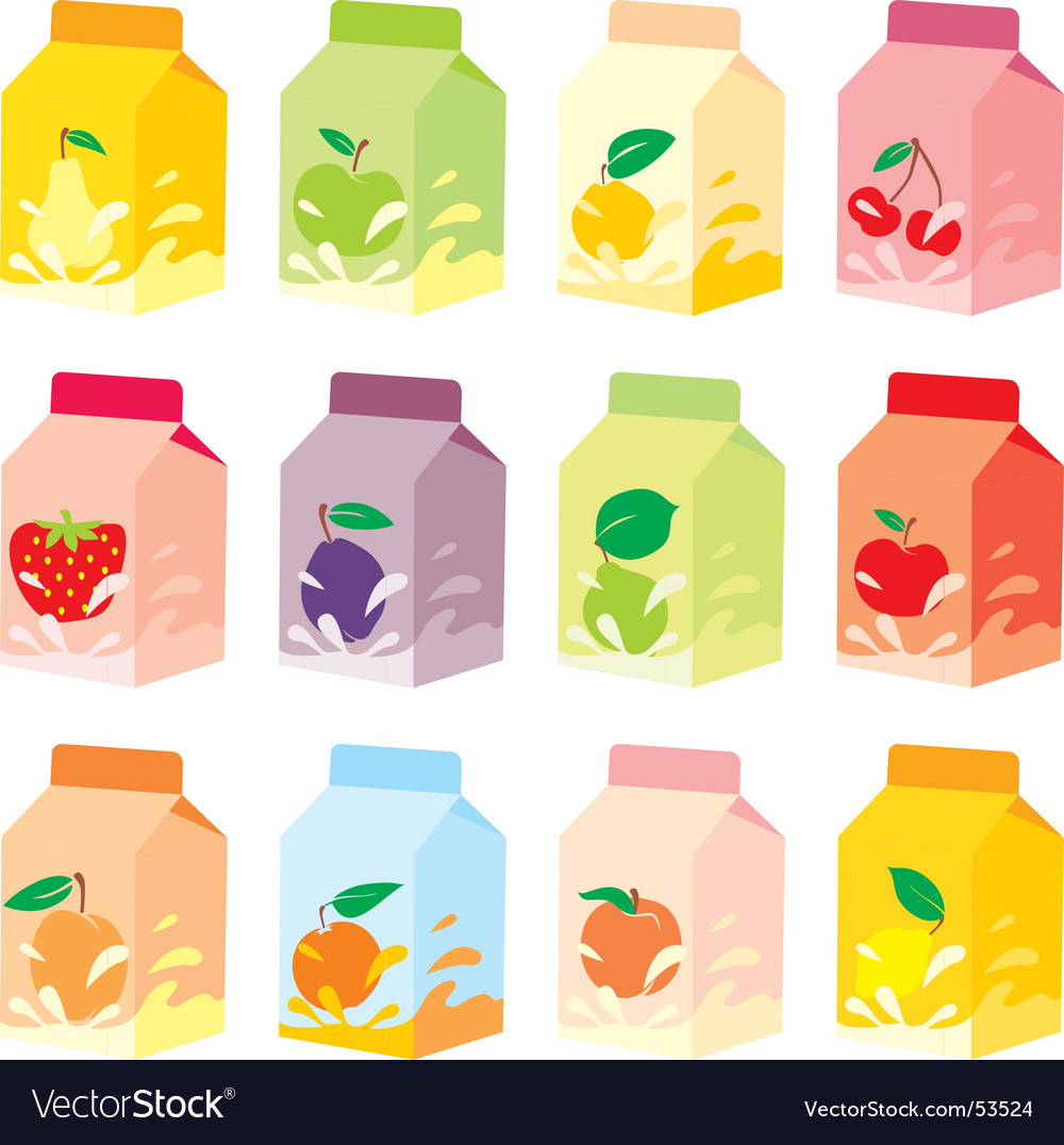 Fruit yogurt carton boxes Royalty Free Vector Image