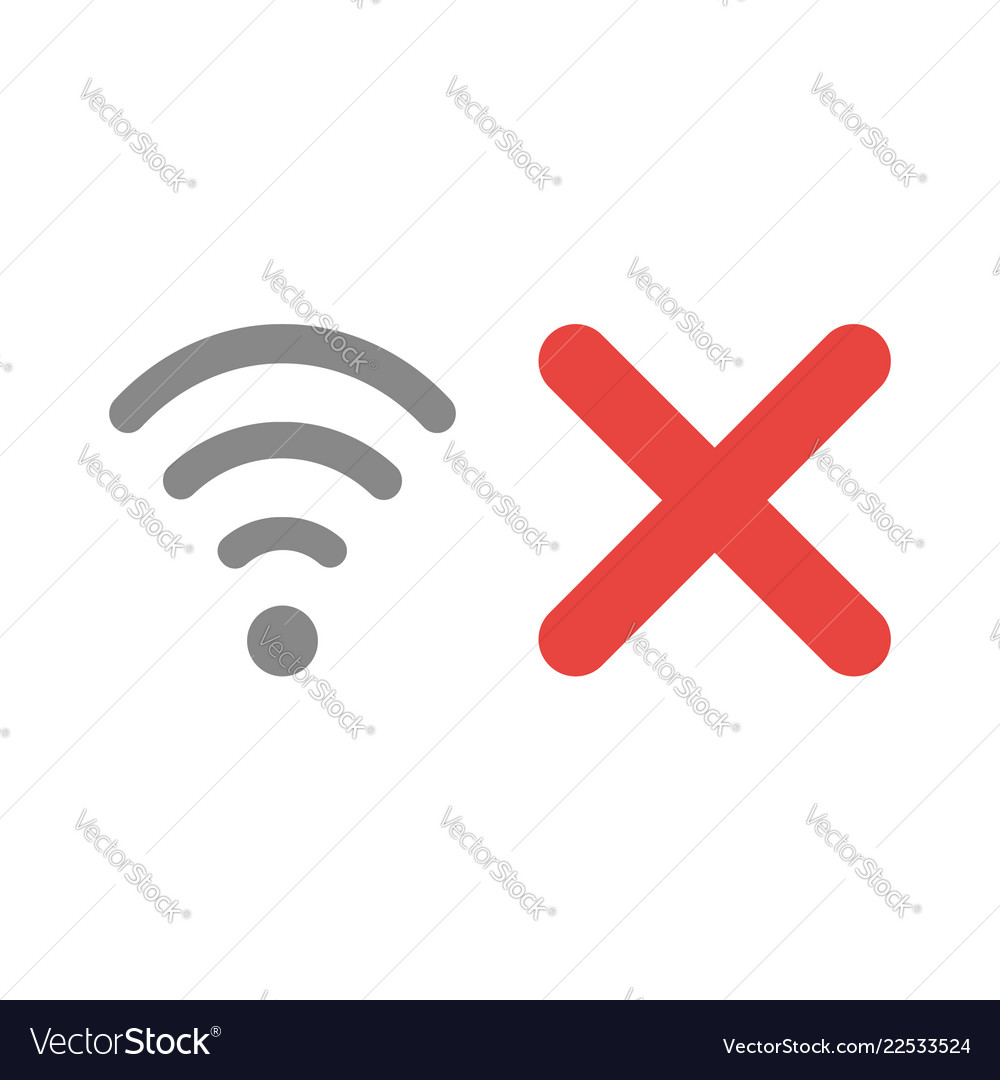 Icon concept of wireless wifi symbol with x mark