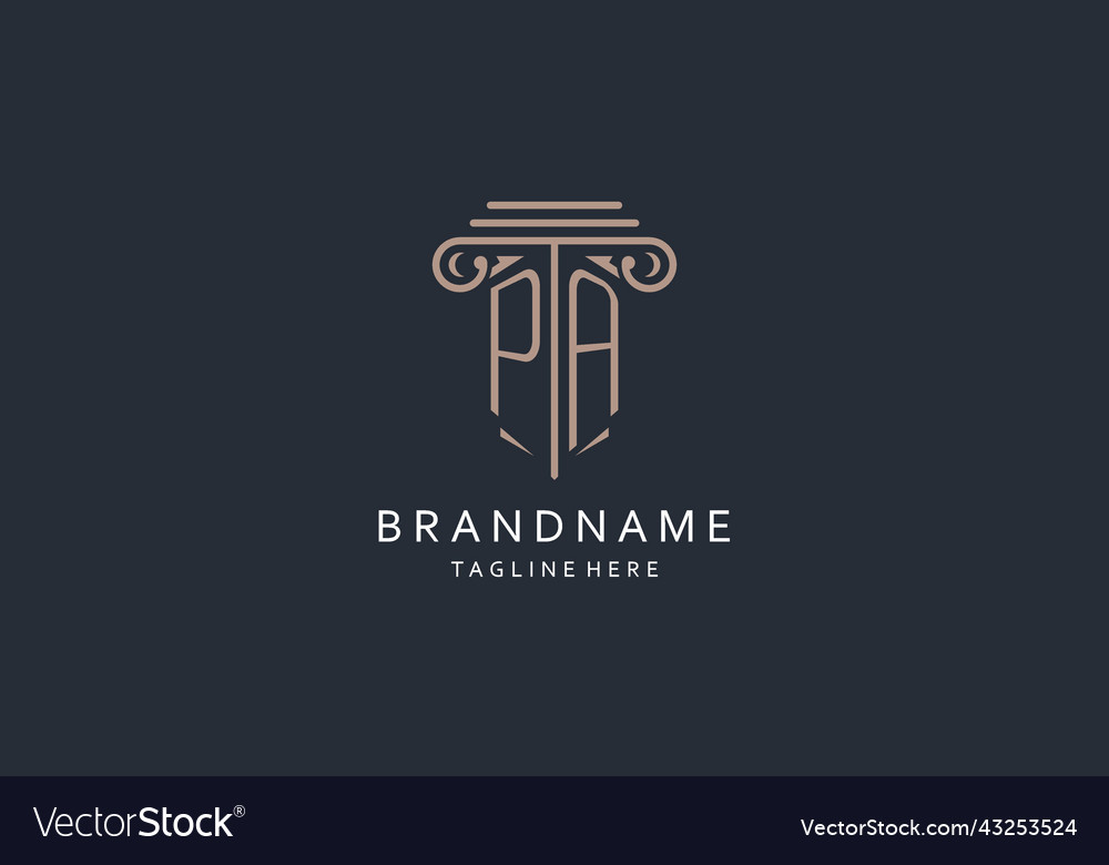 Pa monogram logo with pillar shape icon luxury