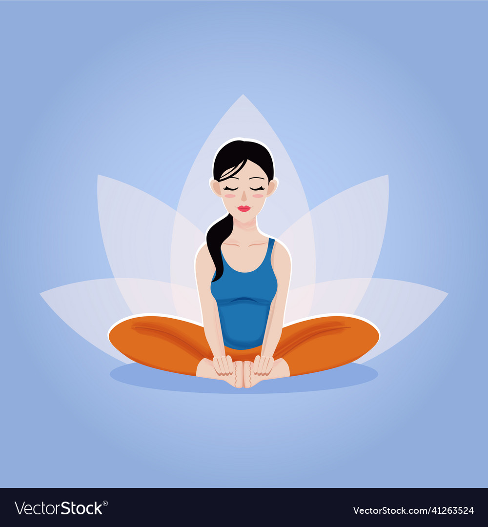 Pretty asian young girl training yoga asana Vector Image