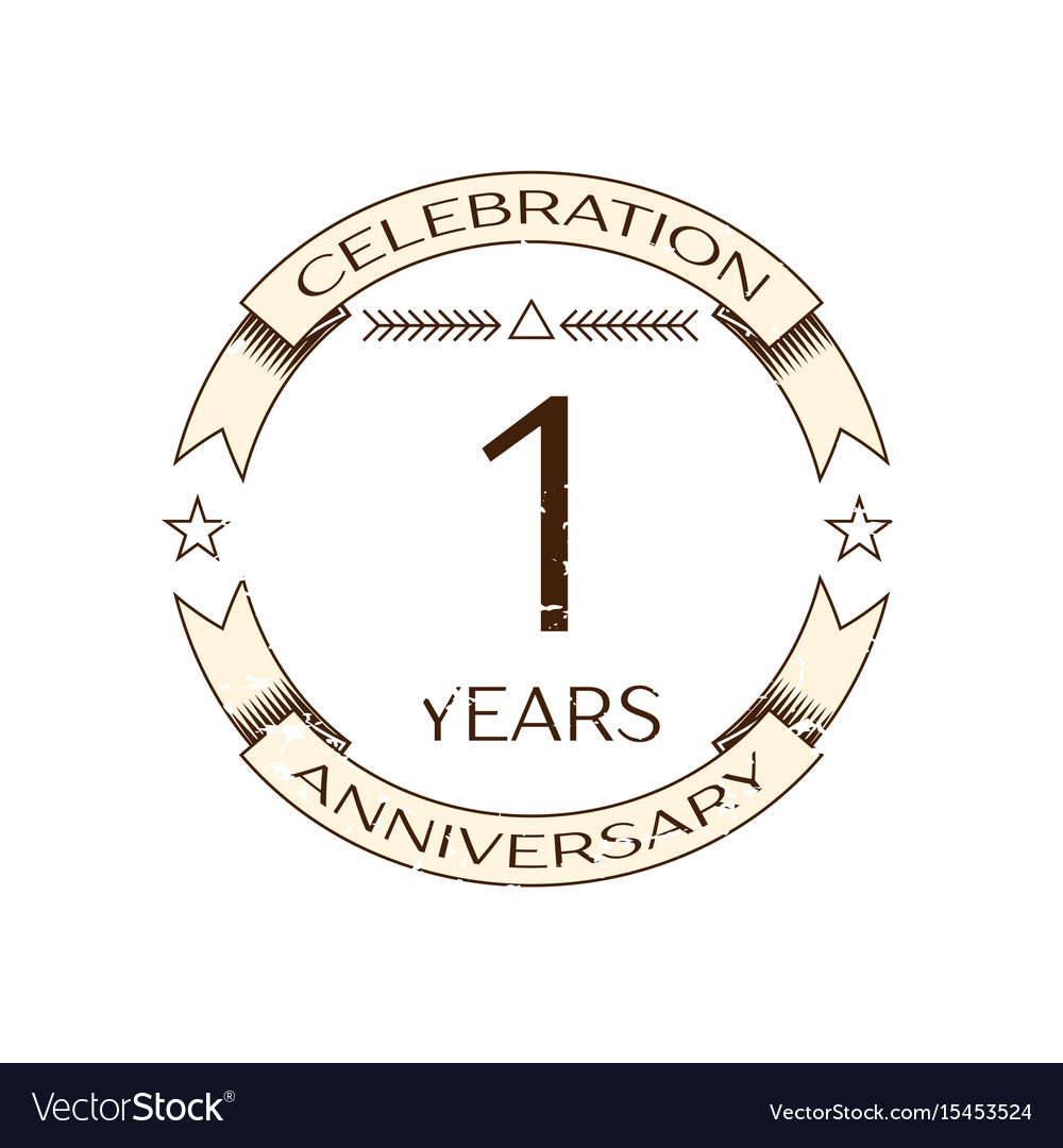 Realistic one years anniversary celebration logo Vector Image