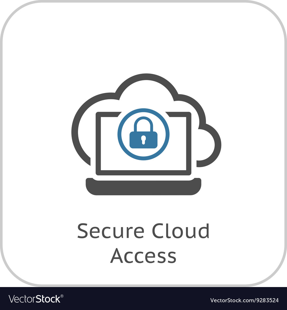 Secure cloud access icon flat design