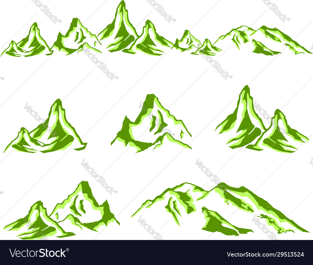 Set high mountain logo in modern style