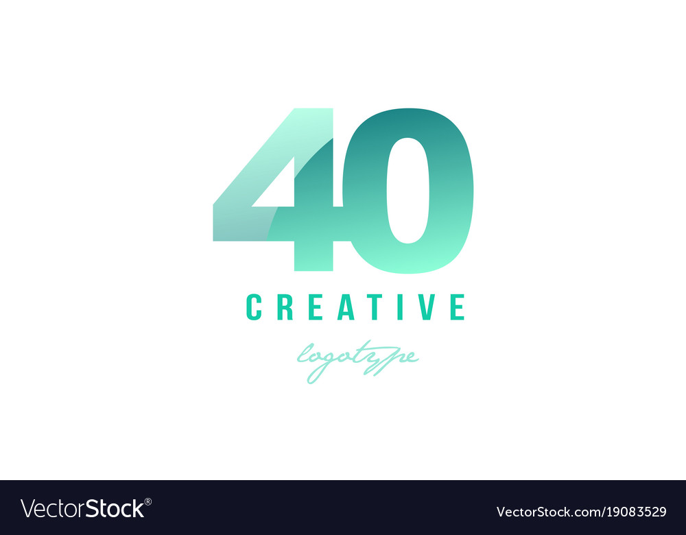 40 green pastel gradient number numeral digit