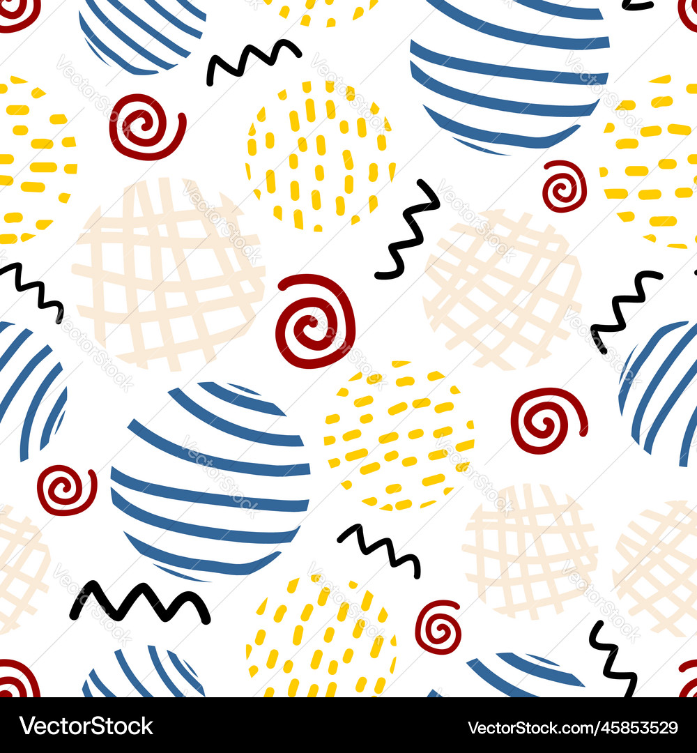 Abstract seamless pattern with circle hand drawn Vector Image