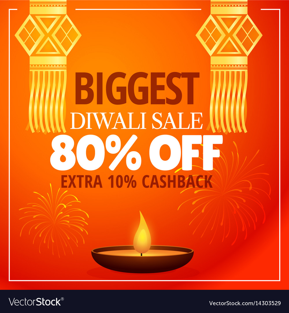 Diwali sale offer with hanging lamps diya