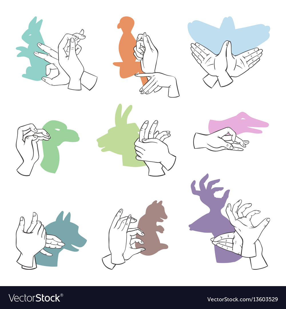 Hands gesture like different animals imagination vector image Hands gesture like different animals imagination