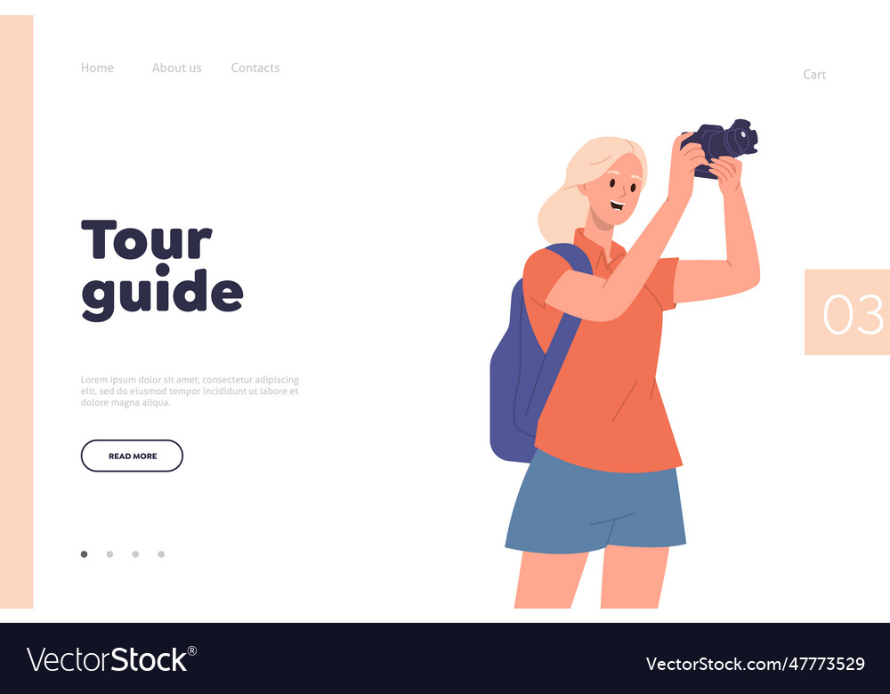 Tour guide online service landing page design Vector Image