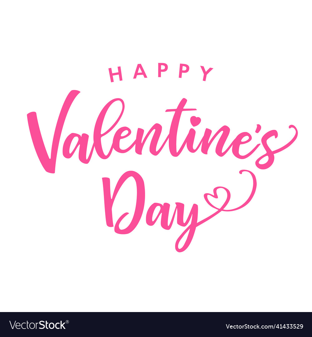 Valentines day pink lettering card Royalty Free Vector Image