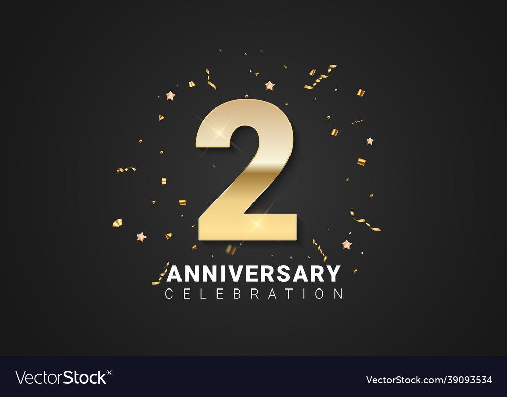 2 anniversary background with golden numbers Vector Image