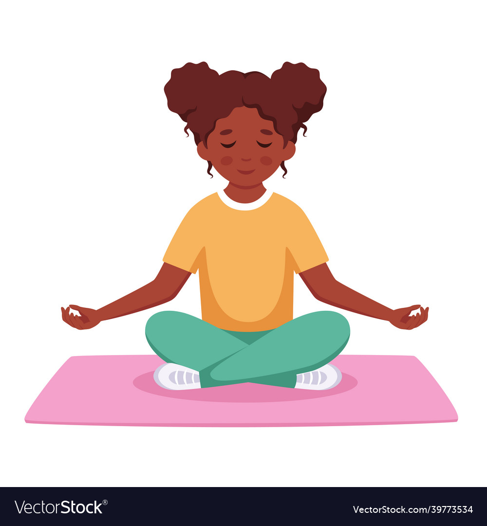 Black girl meditating in lotus pose gymnastic Vector Image