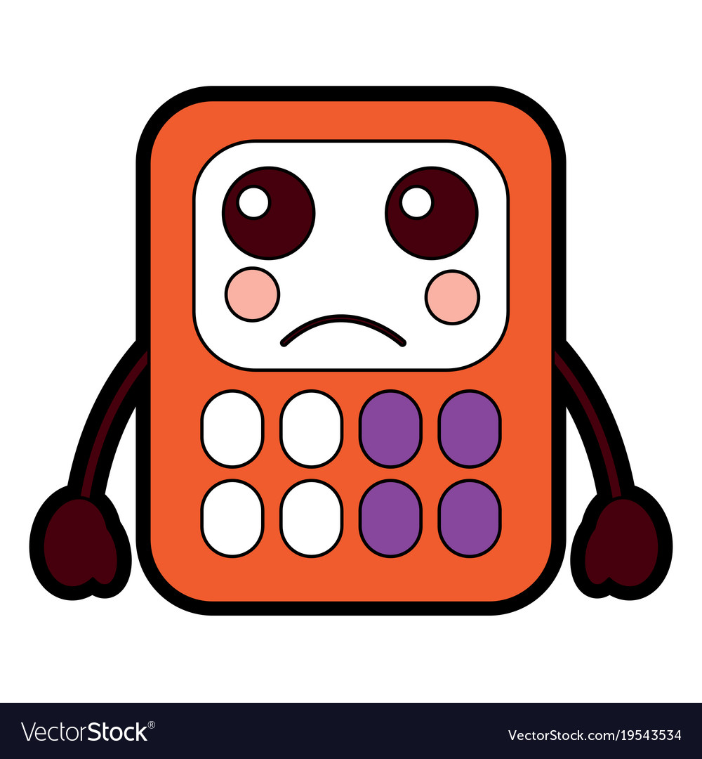 Calculator math kawaii character cartoon Vector Image