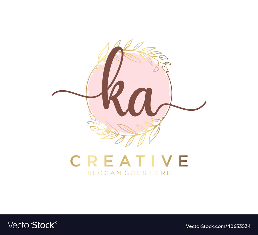 Initial ka feminine logo usable for nature salon