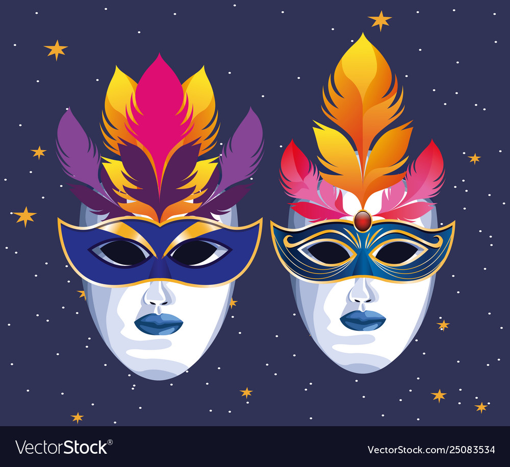 Masks with feathers