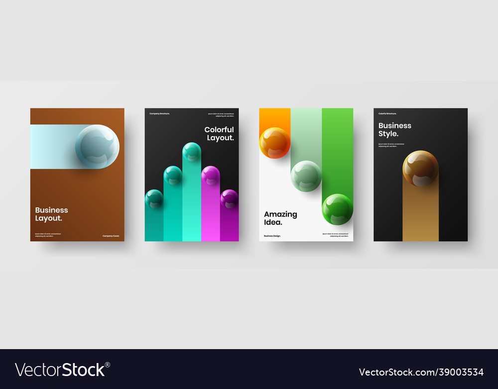 Premium realistic spheres leaflet layout Vector Image