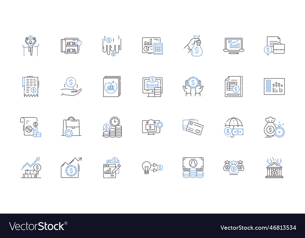 Revenue line icons collection income earnings Vector Image