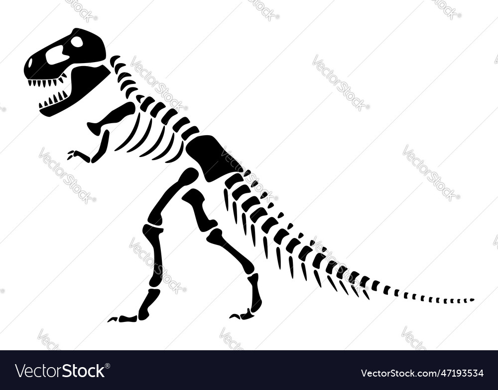 Tyrannosaurus rex skeleton silhouette dinosaurs Vector Image