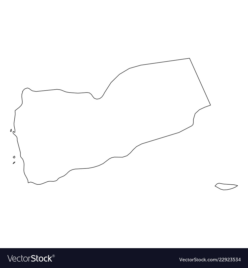 Yemen - Solid Black Outline Border Map Of Country Vector Image