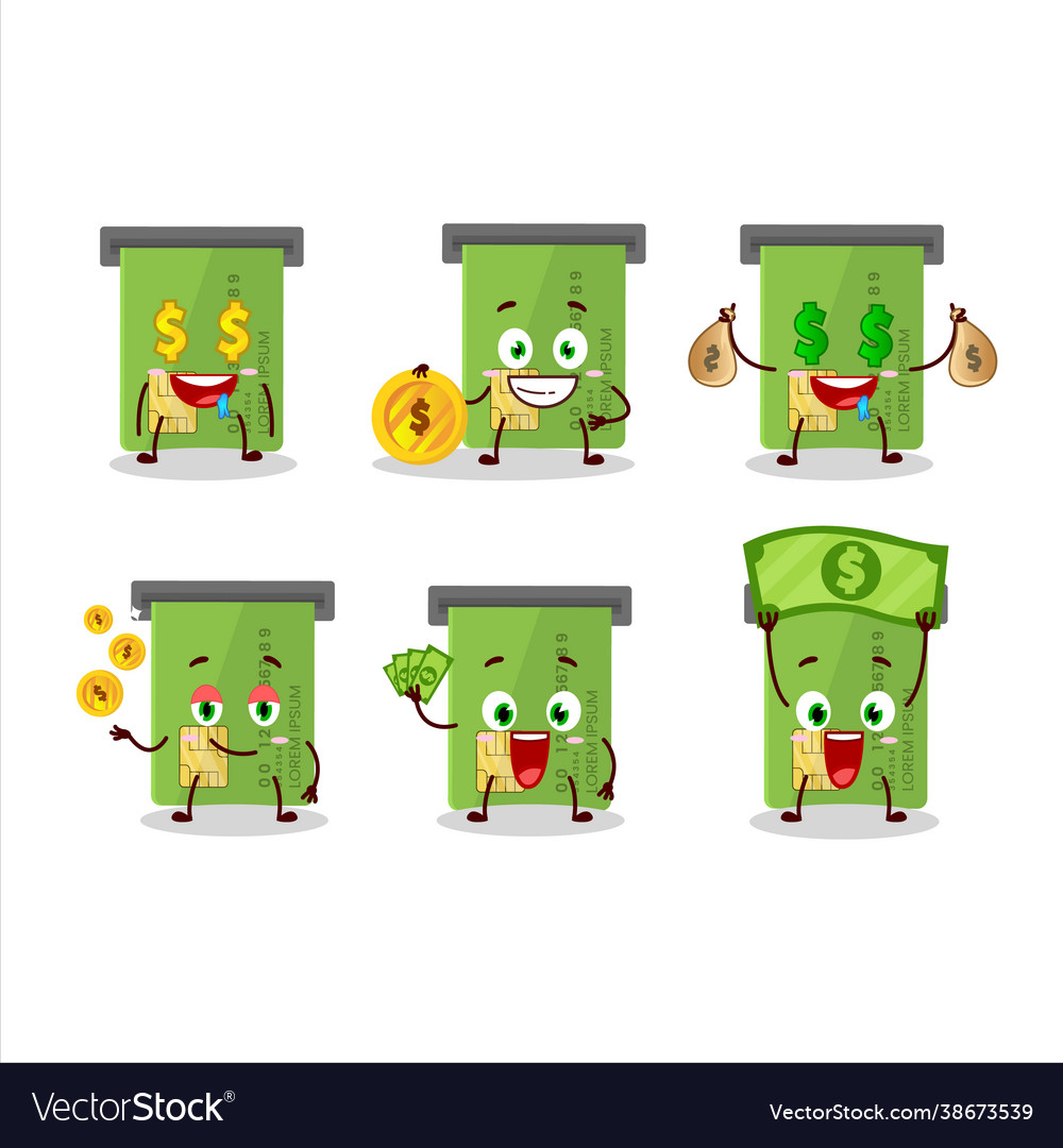 Atm Card Slot Cartoon Charakter mit niedlichen