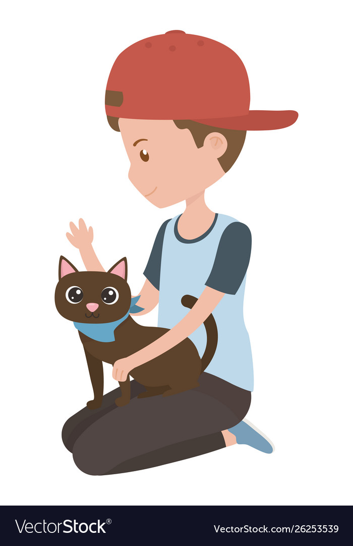 Boy With Cat Cartoon Design Royalty Free Vector Image