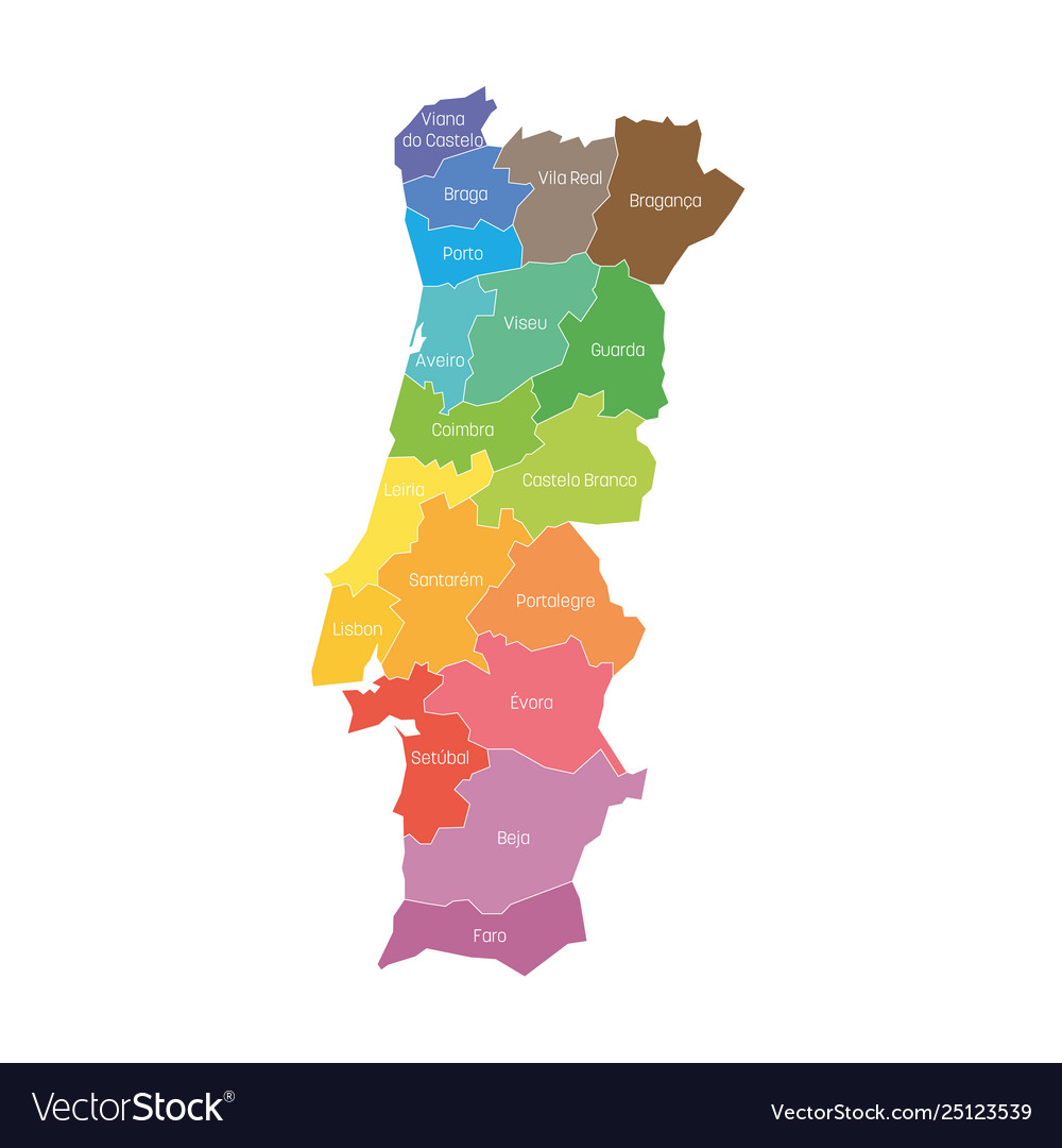 Colorful map of Portugal (districts on separate layers) Stock