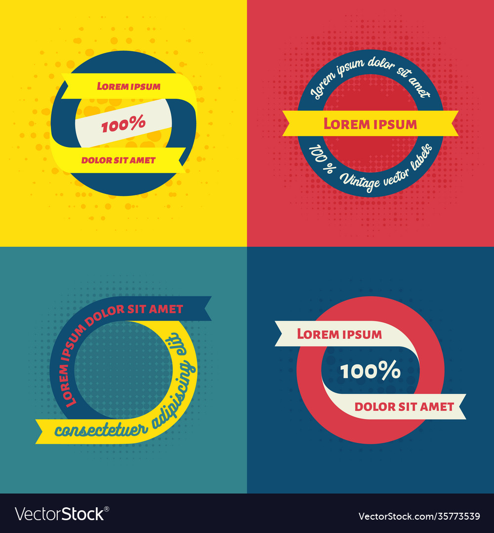 Set retro simple round labels and badges