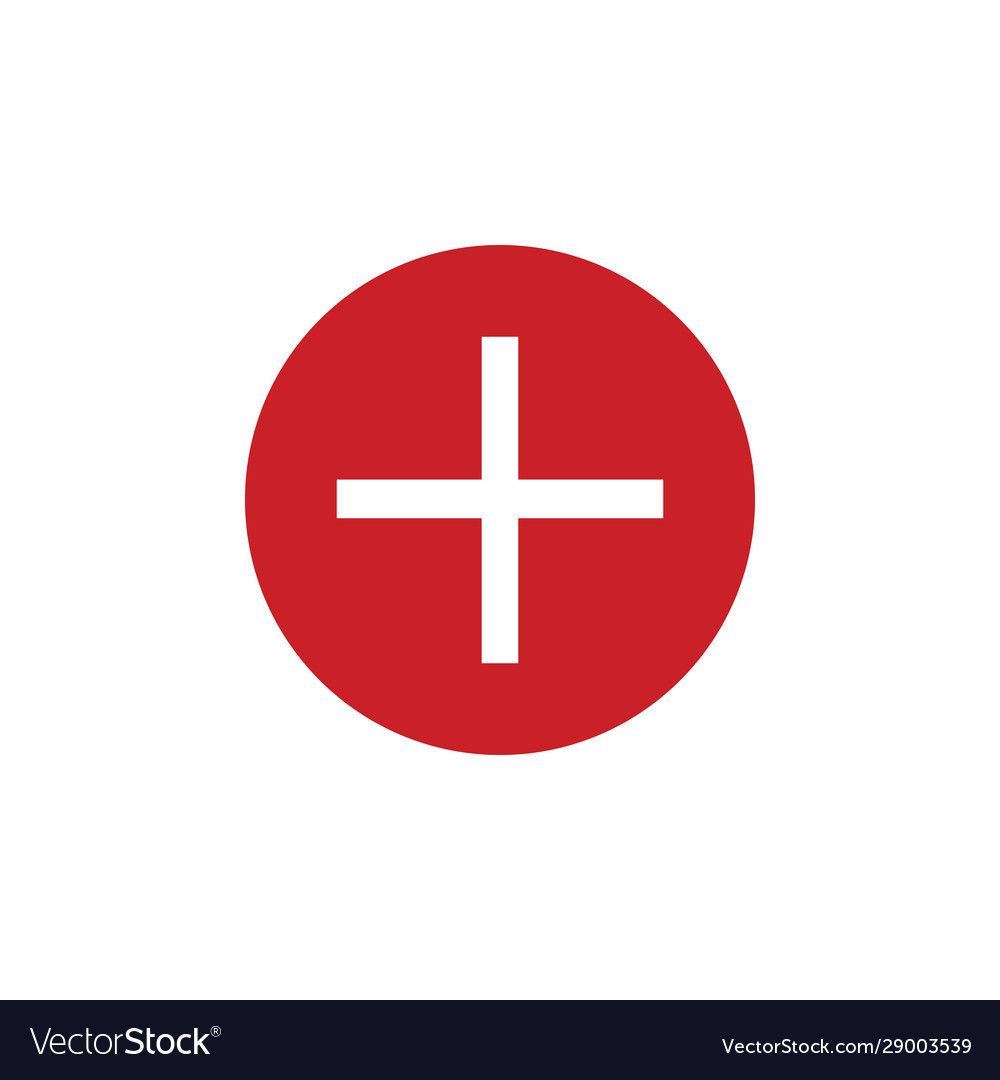 White plus sign in red circle isolated on Vector Image