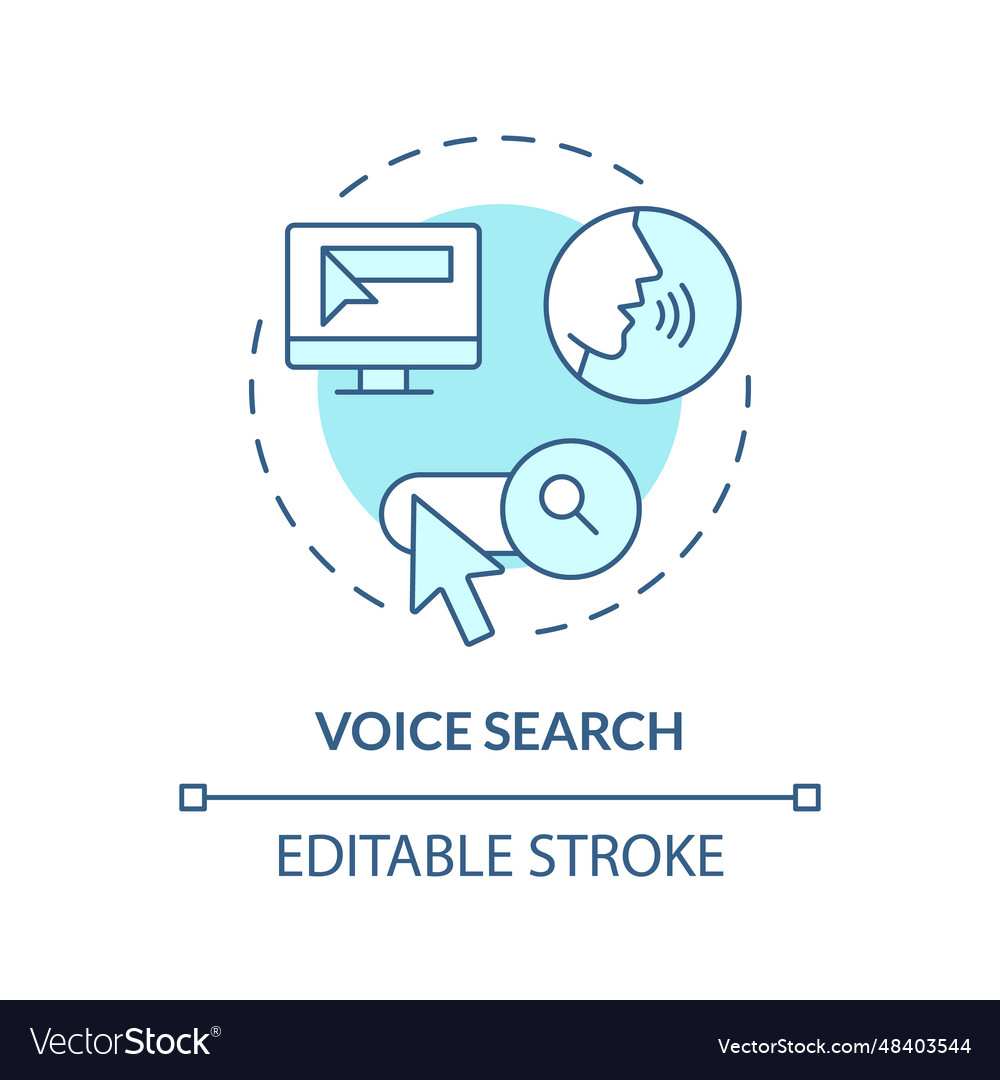 2d voice search thin line blue icon concept Vector Image