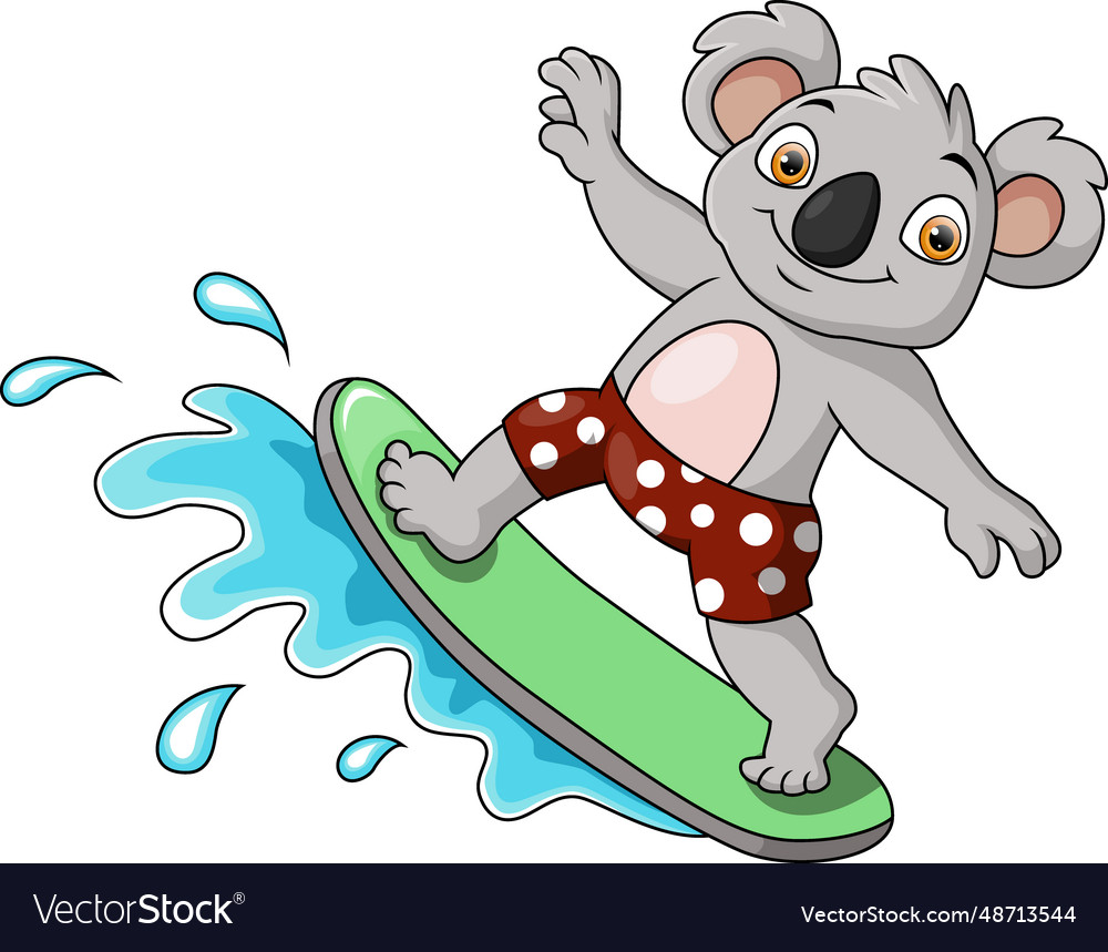 Cute koala Cartoon spielen Surfen