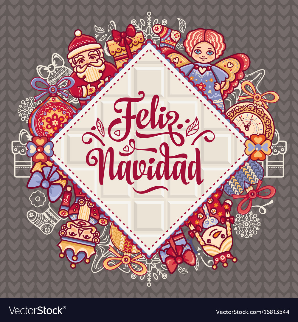 Feliz navidad xmas card on spanish language