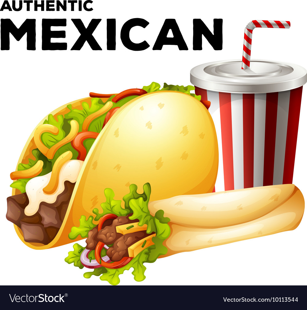 Mexican food with taco and burrito